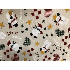 Christmas let it snow  tablecloth round 66” diameter snowman